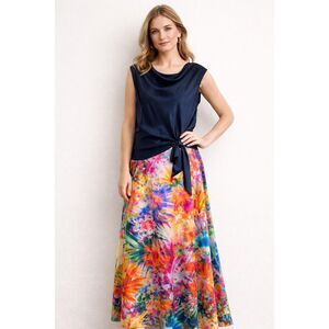 Jane Hamill 100% Silk Black Sleeveless Cowlneck Tie Blouse SMALL #779